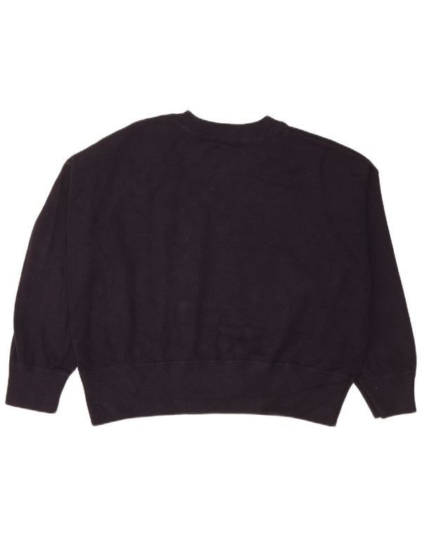 Zara Mujer Crop Oversize Sudadera Jumper UK 46 Large Azul Marino Viscosa
