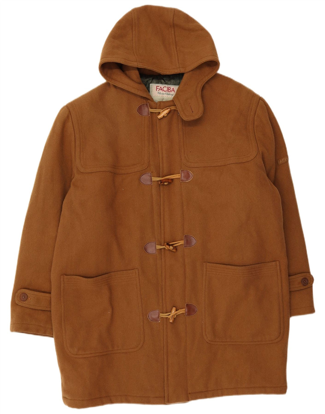 Faciba Trenca con capucha para hombre IT 50 Large Lana marrón