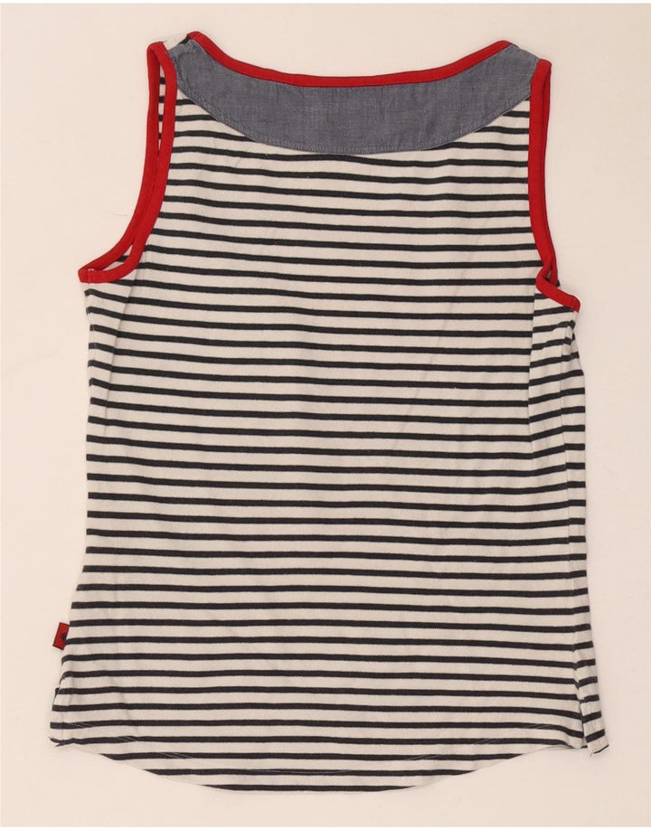 Kappa Camiseta sin mangas para mujer UK 10 Small White Stripe Cotton