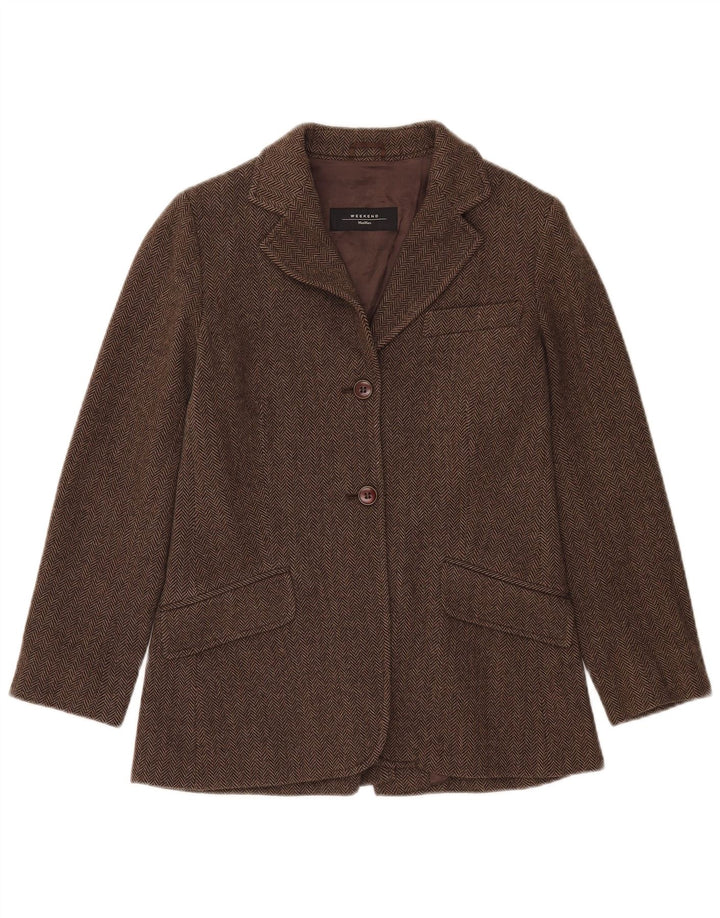 Max Mara Traje de fin de semana para mujer de 2 piezas UK 8 Small W28 L33 Brown Herringbone