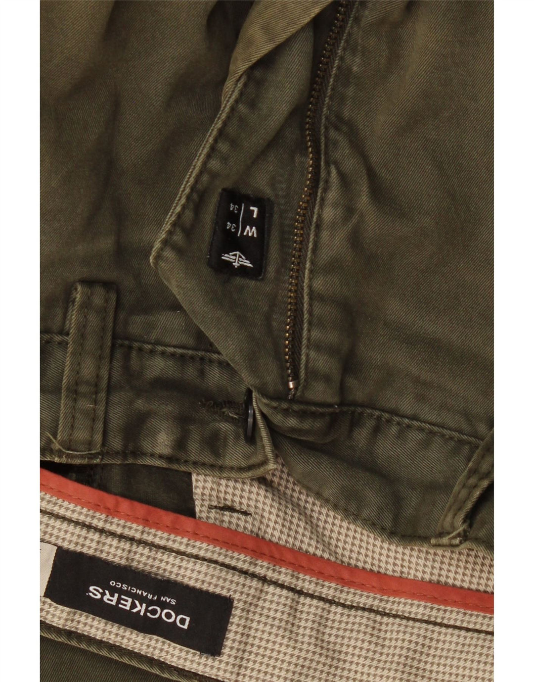 DOCKERS Pantalón chino recto para hombre W34 L30 Algodón caqui