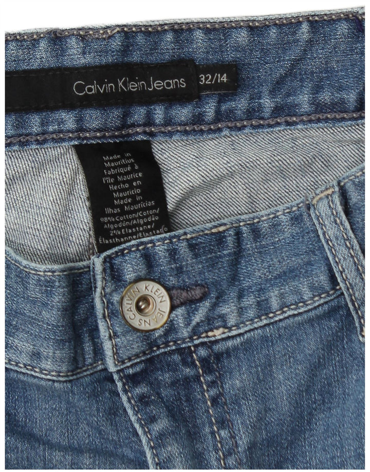 CALVIN KLEIN Vaqueros recortados de cintura alta para mujer US 14 Grande W32 L26 Azul