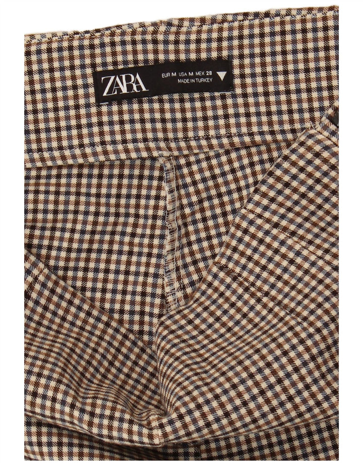 Zara Mujer Pantalón Pitillo Mediano W28 L28 Marrón Vichy
