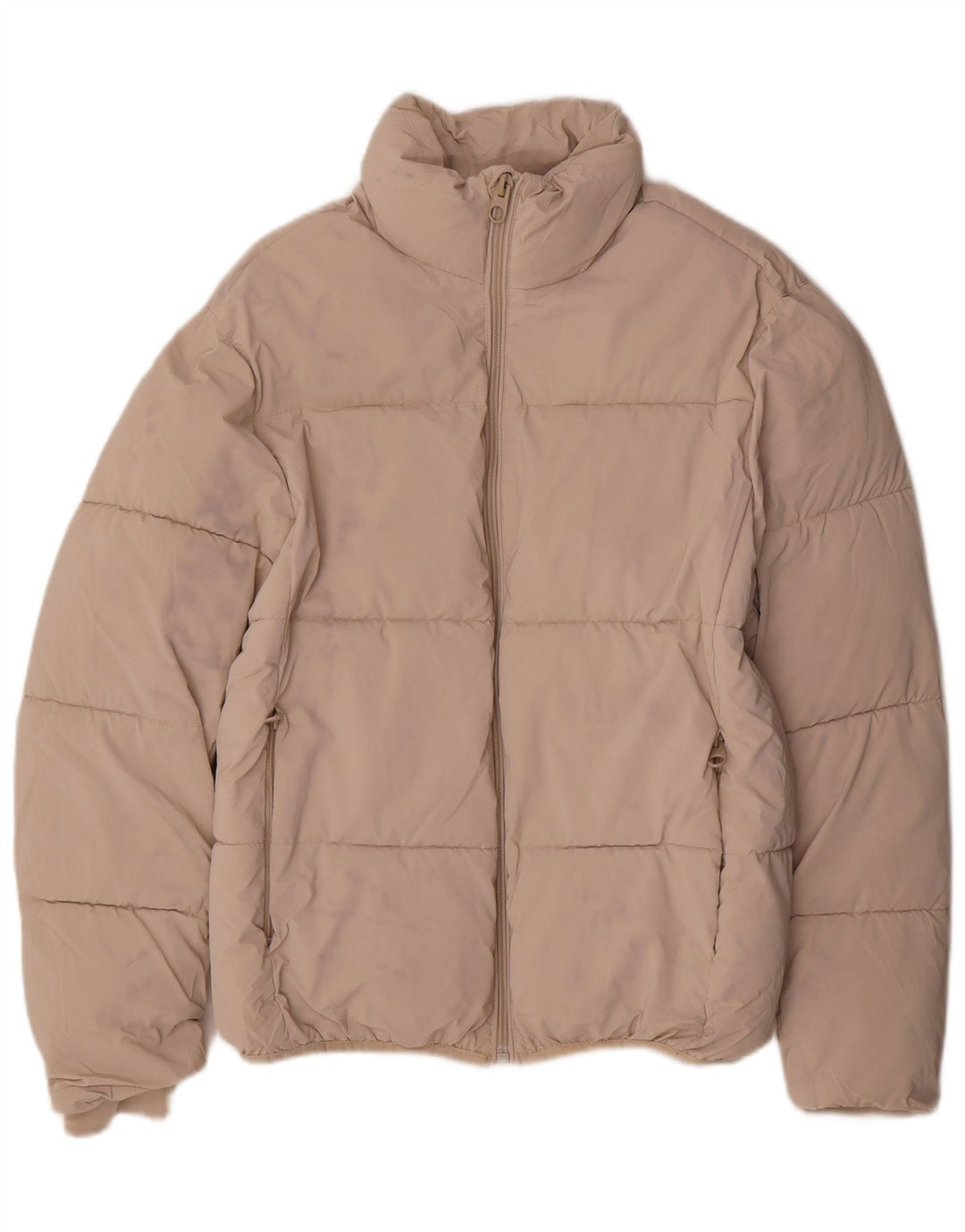 Zara Mujer Chaqueta Acolchada Extragrande UK 10 Small Beige Nylon