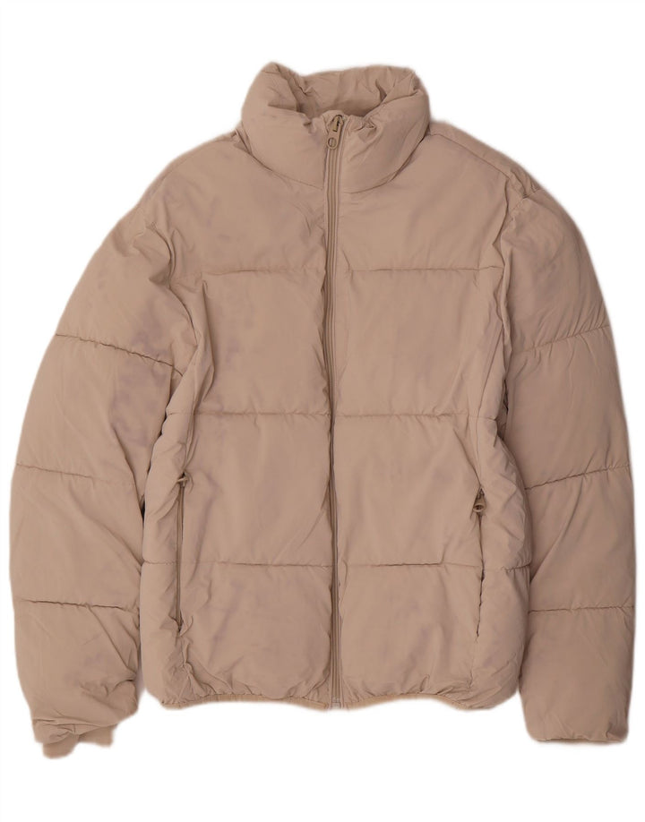 Zara Mujer Chaqueta Acolchada Extragrande UK 10 Small Beige Nylon