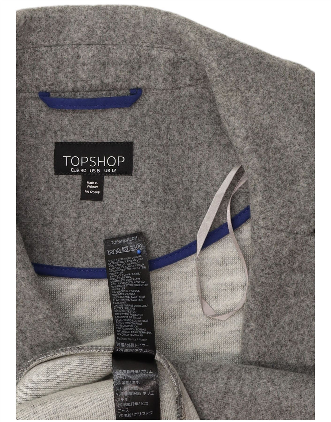 Topshop Abrigo abierto para mujer UK 40 Poliéster gris medio