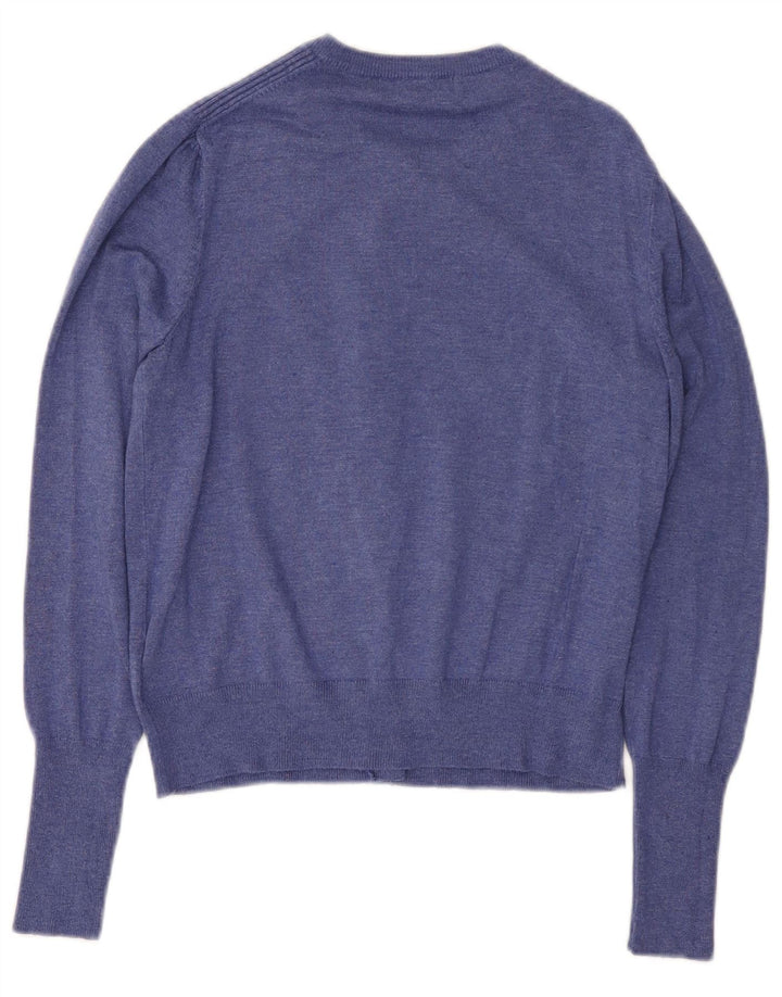 MARKS & SPENCER Suéter tipo cárdigan para mujer UK 10 Small Blue Viscosa