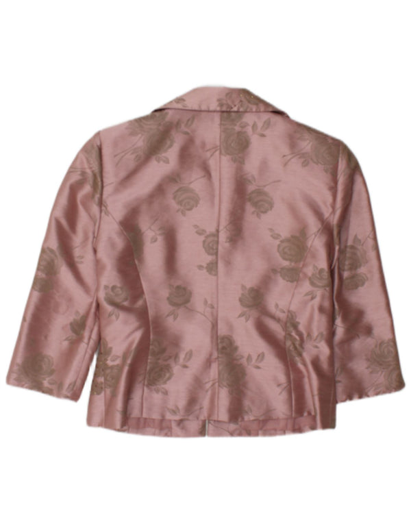 Jessica Howard Top Bolero de Manga 3/4 para Mujer US 10 Grande Rosa Floral Nylon