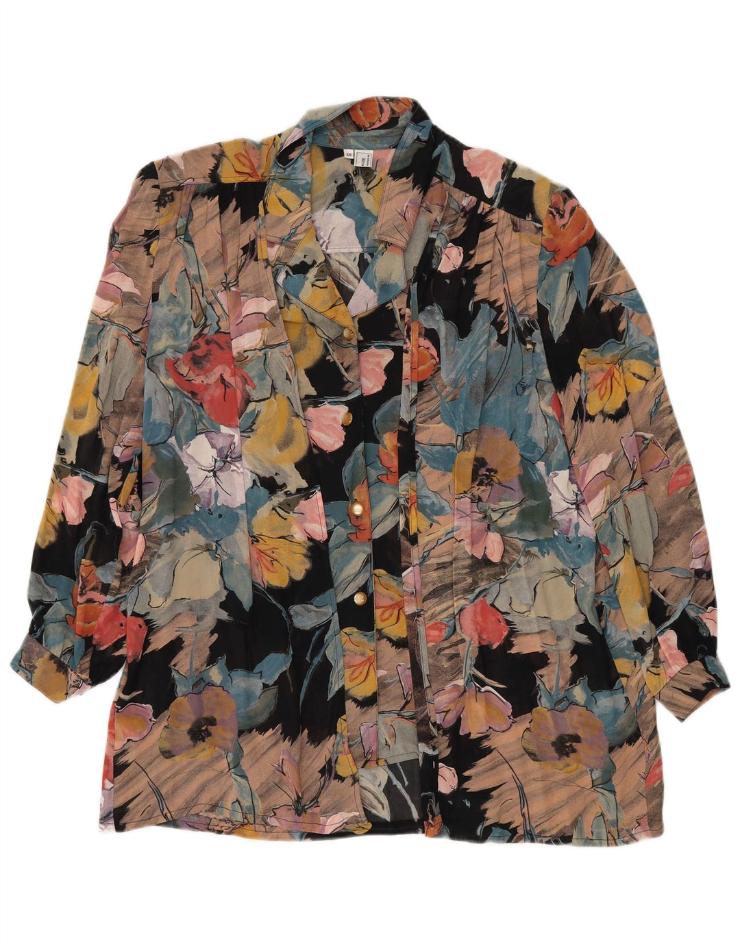 VINTAGE Blusa camisa mujer IT 46 Grande multicolor floral