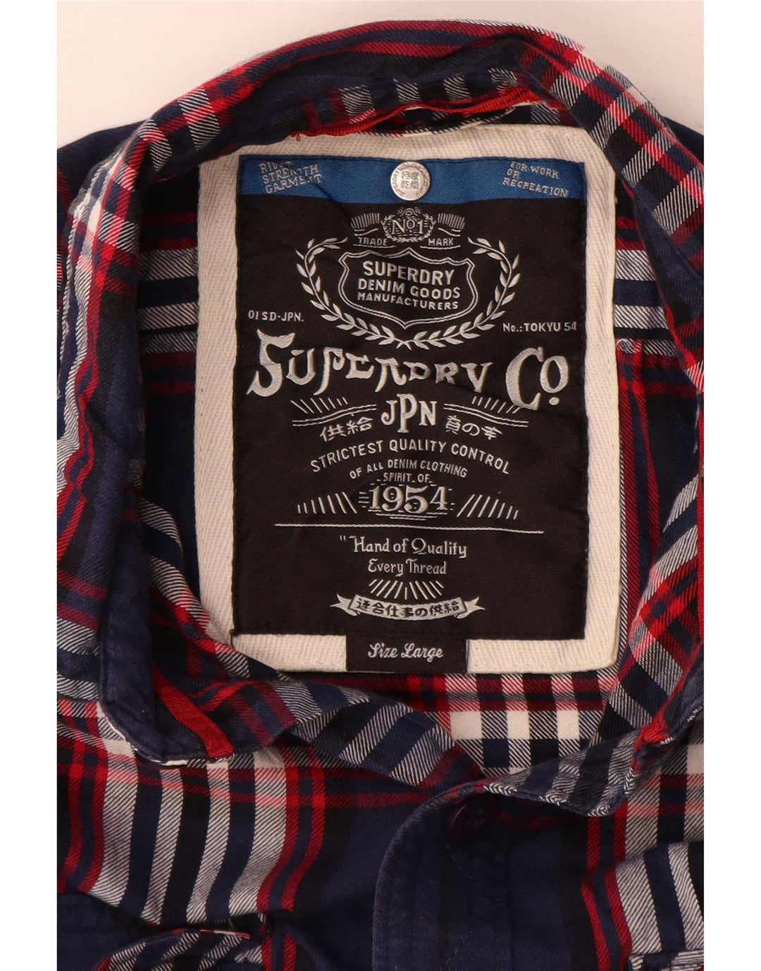 Superdry Camisa De Franela Grande De Algodón A Cuadros Azul Marino