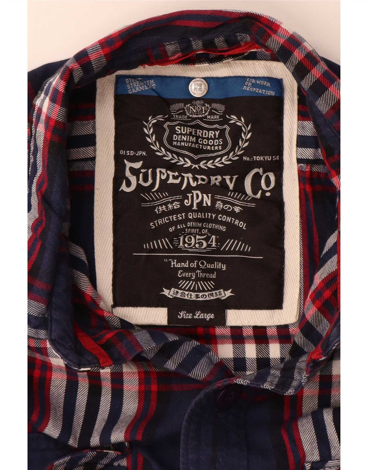 Superdry Camisa De Franela Grande De Algodón A Cuadros Azul Marino
