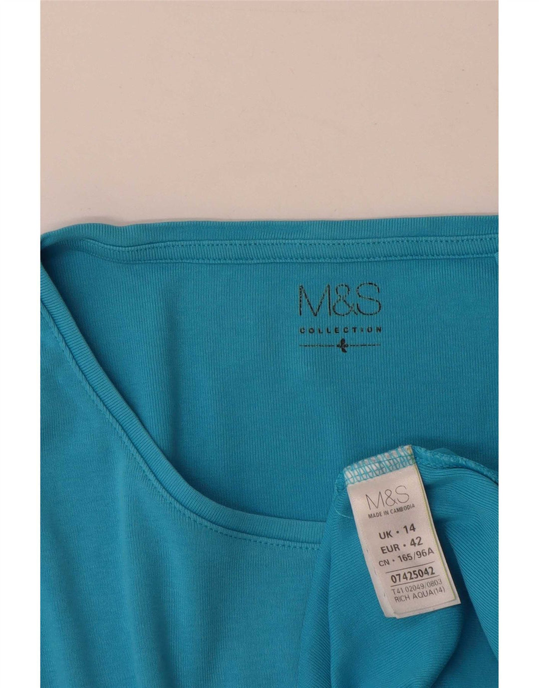 Marks & Spencer - Camiseta de manga larga para mujer, talla 40, talla grande, algodón azul