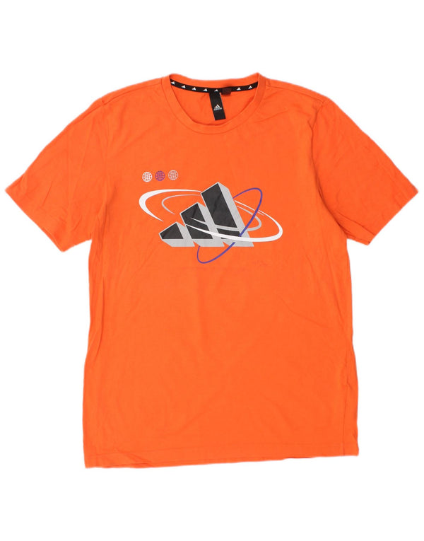 Adidas - Camiseta gráfica para hombre, talla pequeña, algodón naranja