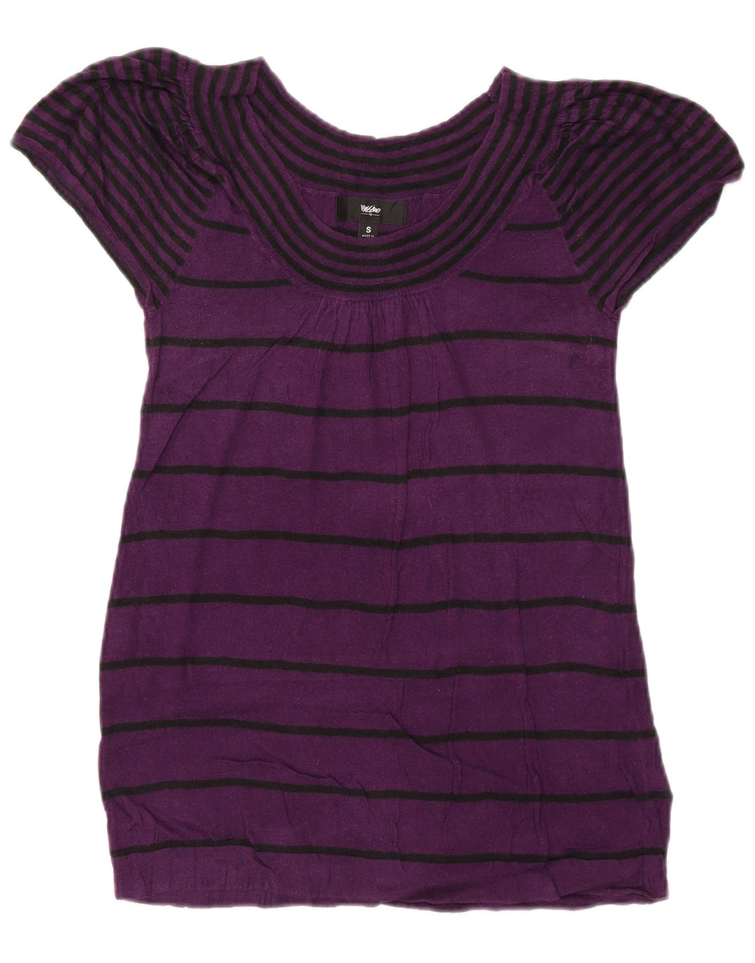 MOSSIMO Blusa para Mujer Top UK 8 Pequeño Algodón a Rayas Morado