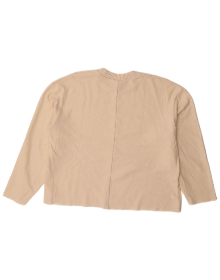 Zara Suéter De Cuello Redondo De Gran Tamaño para Mujer UK 46 Large Off White