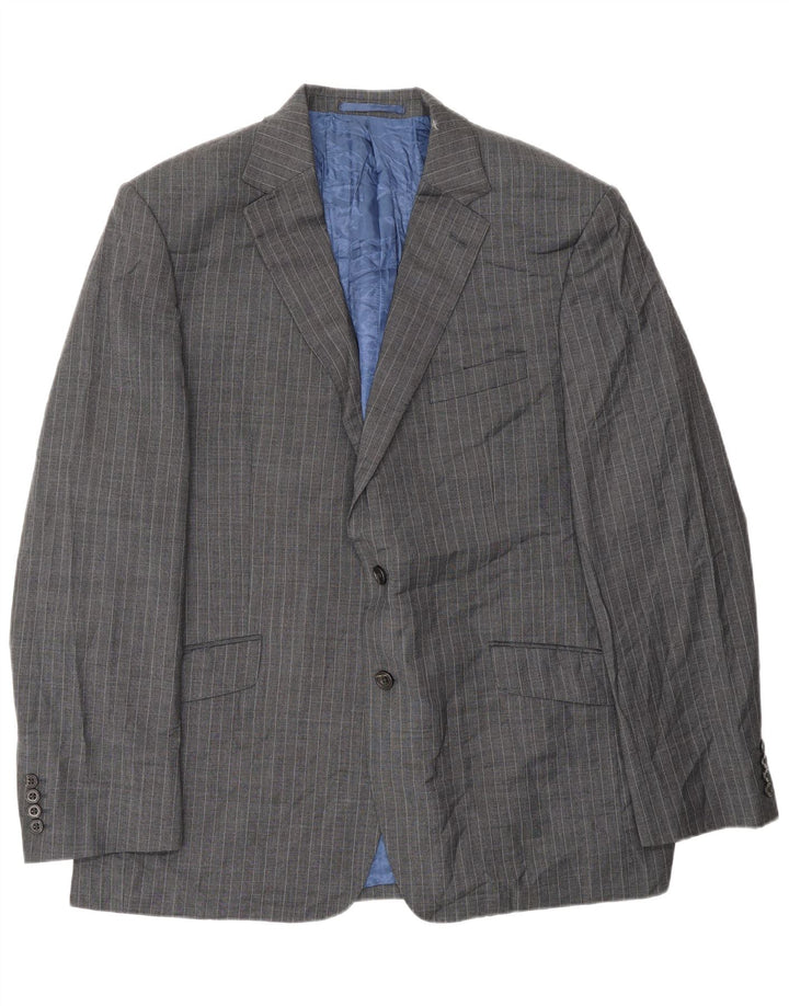 Marks & Spencer Chaqueta tipo blazer de 2 botones para hombre UK 44 XL Lana gris a rayas