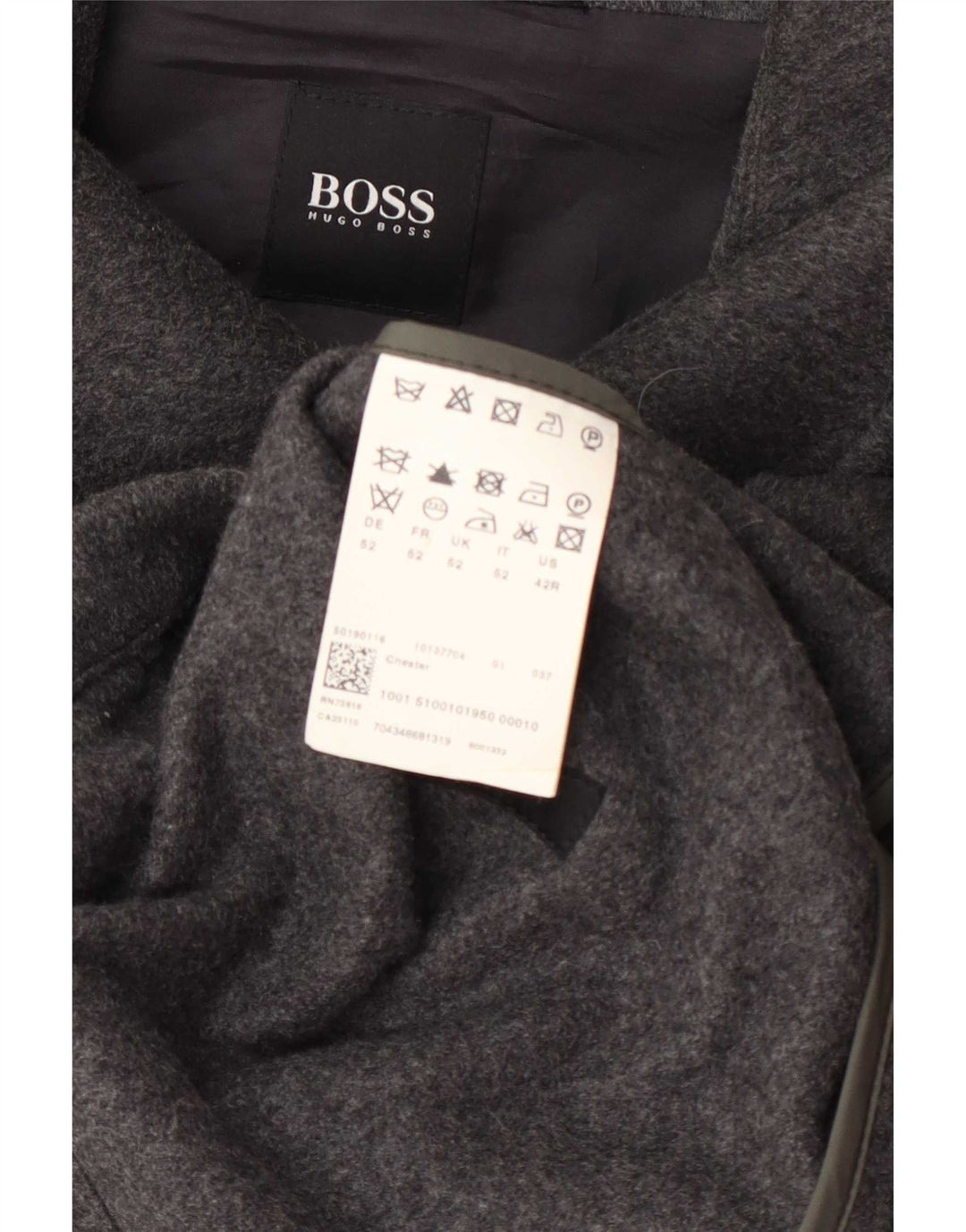 Abrigo Hugo Boss Hombre IT 52 XL Lana Gris