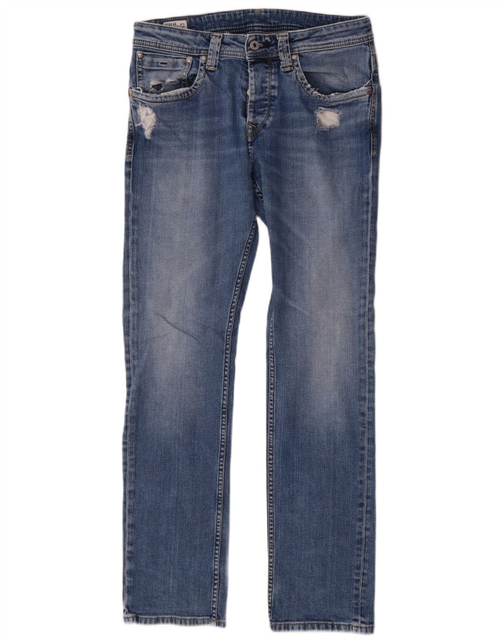 PEPE Jeans Vaqueros Rectos Regulares Desgastados para Hombre W32 L32 Algodón Azul
