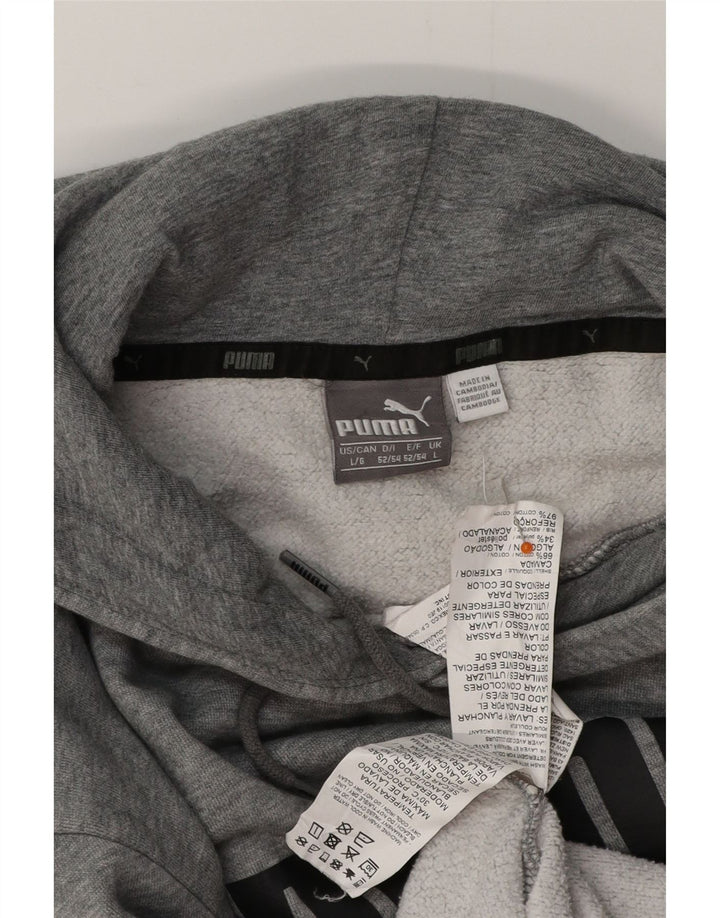 PUMA Jersey con capucha gráfica para hombre, tamaño grande, algodón gris