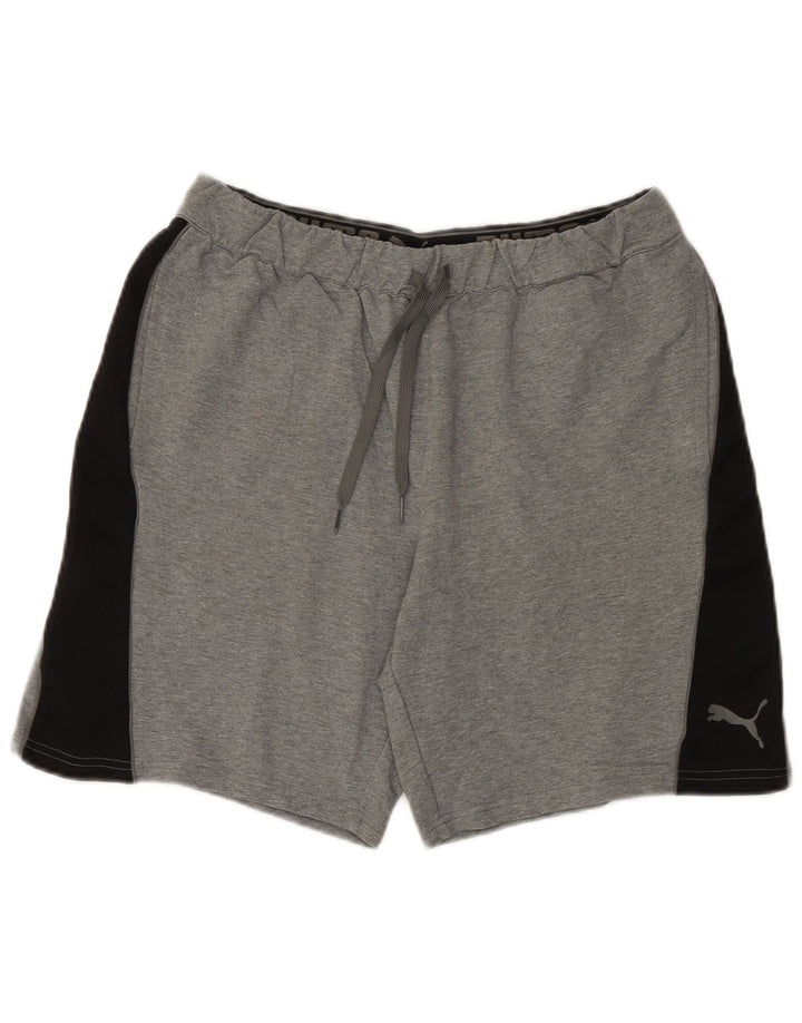 Pantalones cortos deportivos Puma para hombre de algodón color block en gris medio