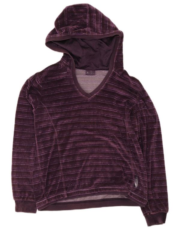 Champion Sudadera con Capucha de Terciopelo para Mujer UK 46 Grande Algodón a Rayas Morado