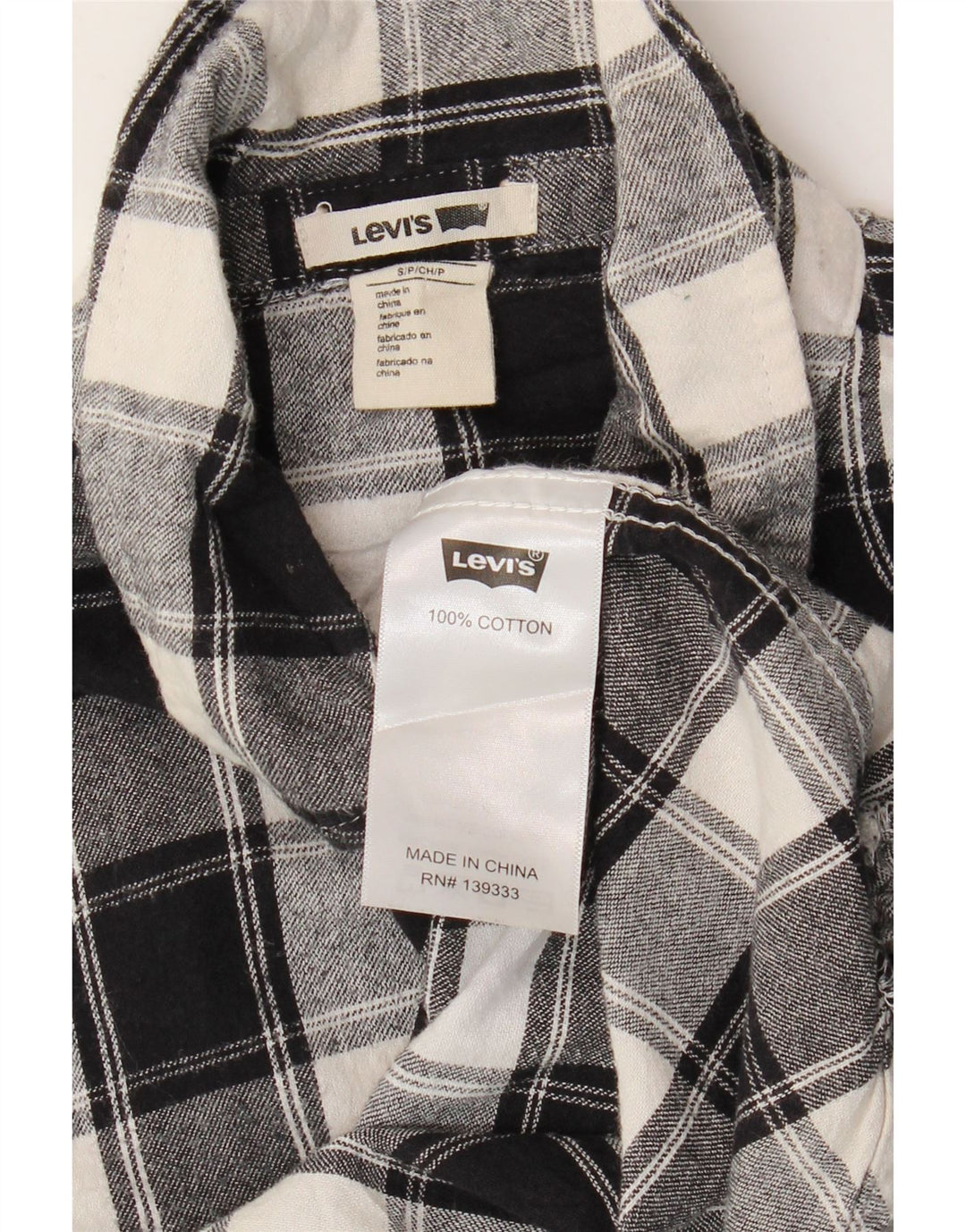 LEVI'S Camisa de franela para mujer UK 10 Small Black Check Cotton