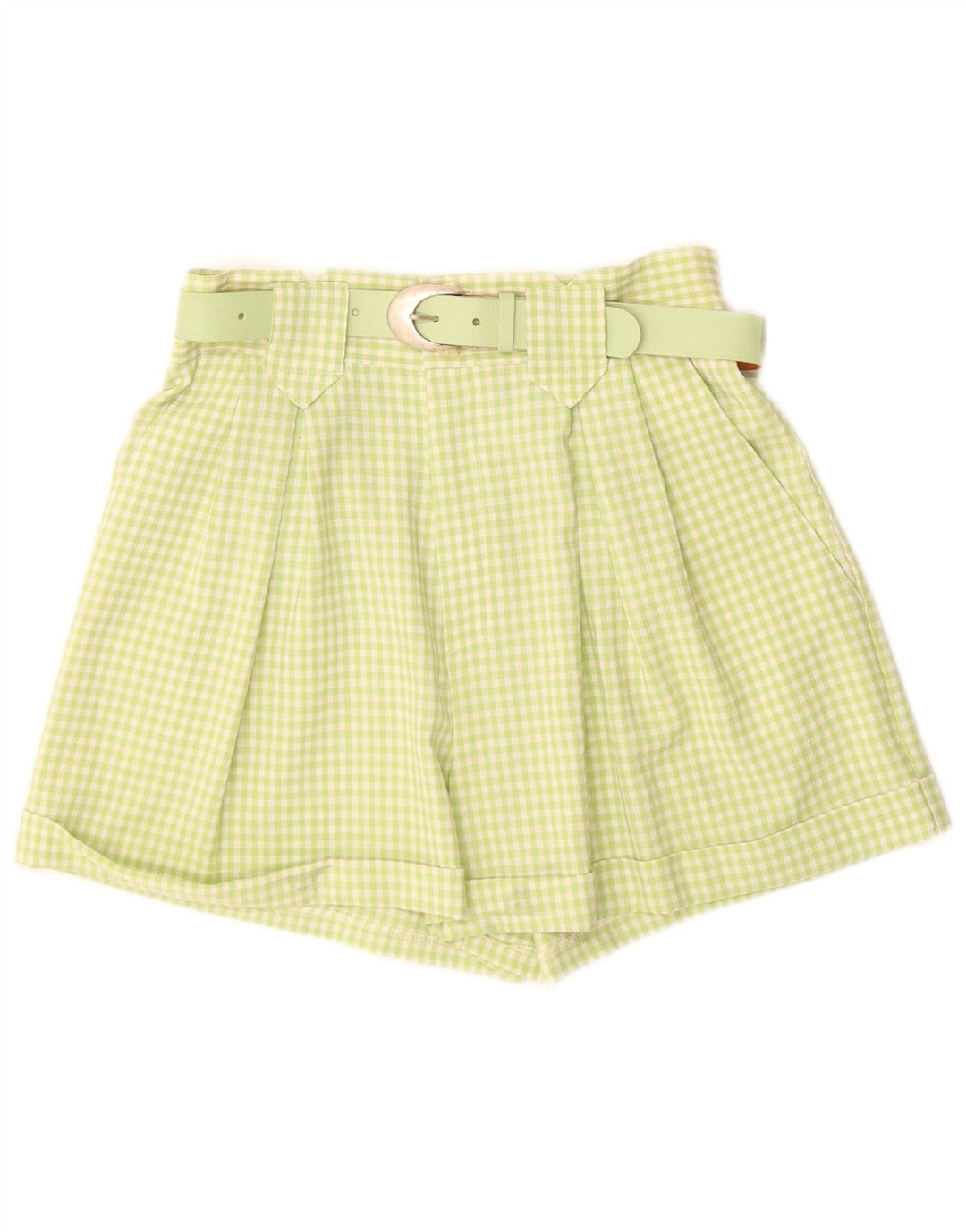 PIMKIE Pantalones cortos chinos de cintura alta para mujer IT 44 Medium W26 Green Gingham