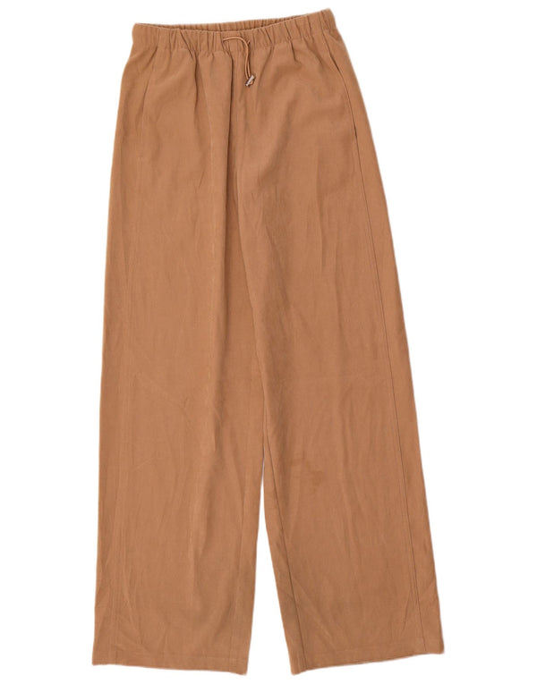 Zara Mujer Pantalón Casual Pierna Ancha XS W24 L31 Poliéster Beige