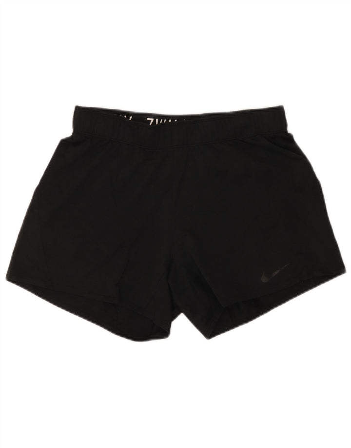 Nike - Pantalones cortos deportivos Dri Fit para mujer, talla 10, poliéster negro pequeño