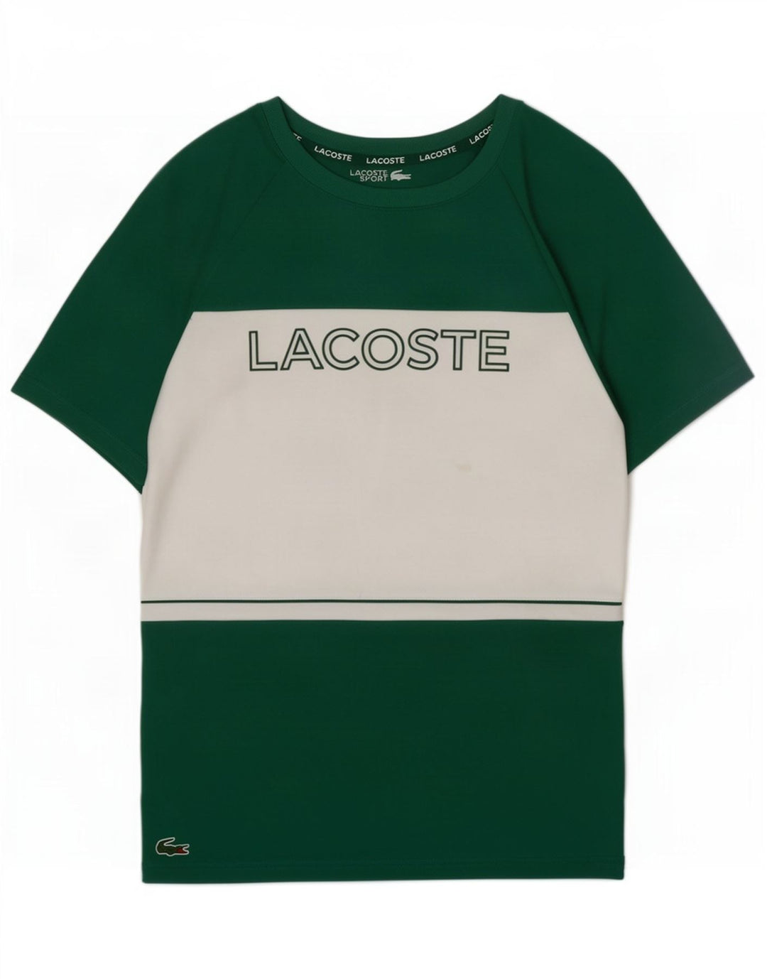 Lacoste Camiseta gráfica para hombre Talla superior 3 Pequeño Verde Colorblock Poliéster