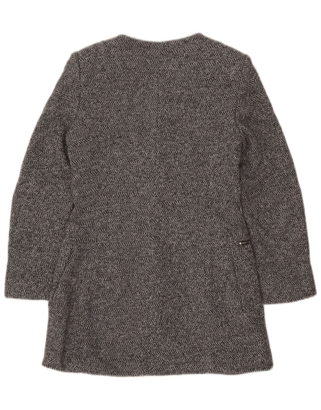 ZARA Chaqueta larga de punto para mujer UK 6 XS Algodón gris en espiga