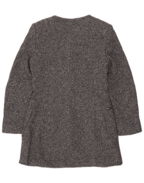 ZARA Chaqueta larga de punto para mujer UK 6 XS Algodón gris en espiga