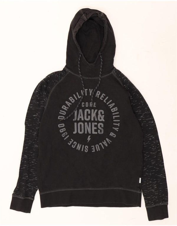 Jack & Jones Hombre Sudadera Con Capucha Gráfica Jersey De Algodón Moteado Negro Mediano