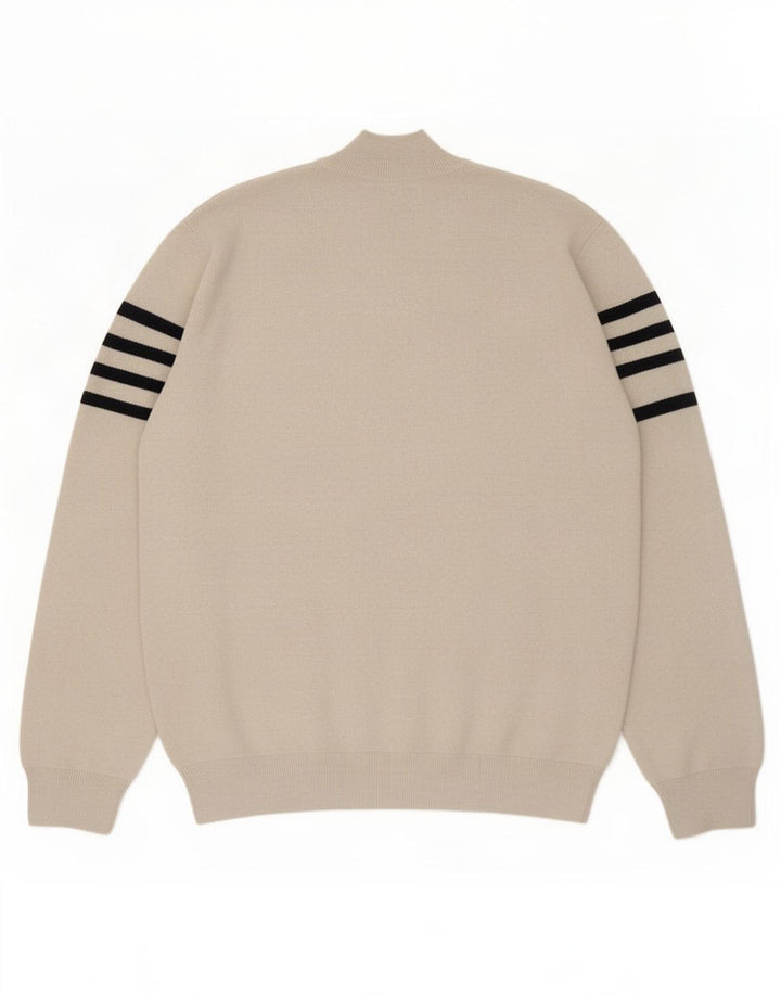 Marks & Spencer Jersey de cuello redondo para hombre XL Poliéster a rayas beige