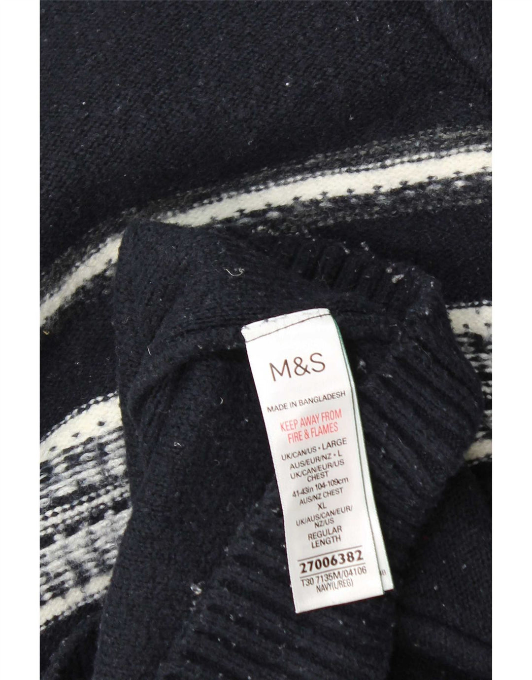 Marks & Spencer Jersey con cuello y cremallera para hombre, talla grande, rayas azul marino