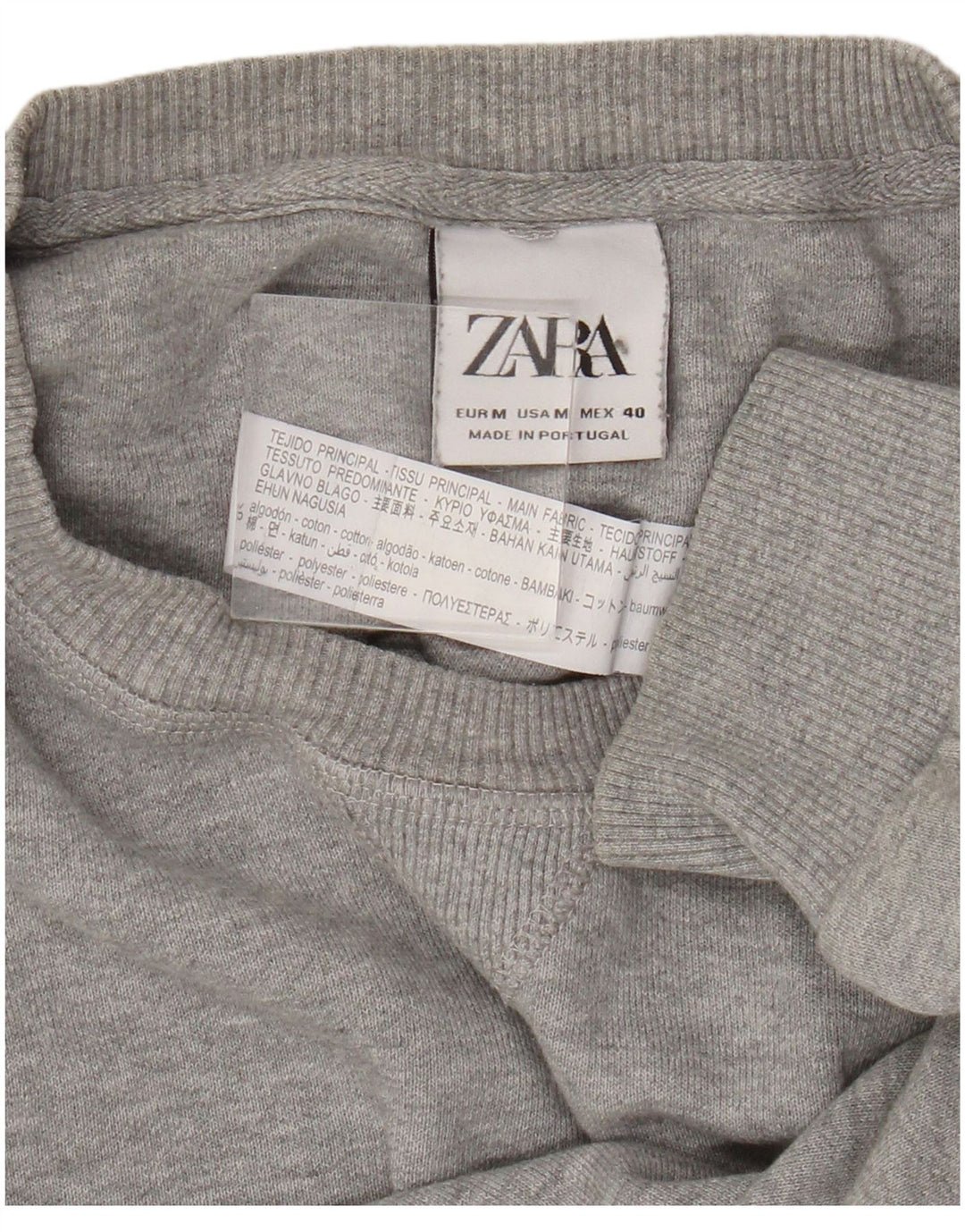 Zara Hombre Jersey Cuello Redondo Jersey Algodón Gris Medio