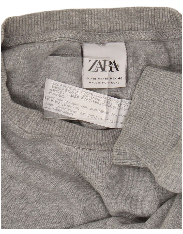 Zara Hombre Jersey Cuello Redondo Jersey Algodón Gris Medio