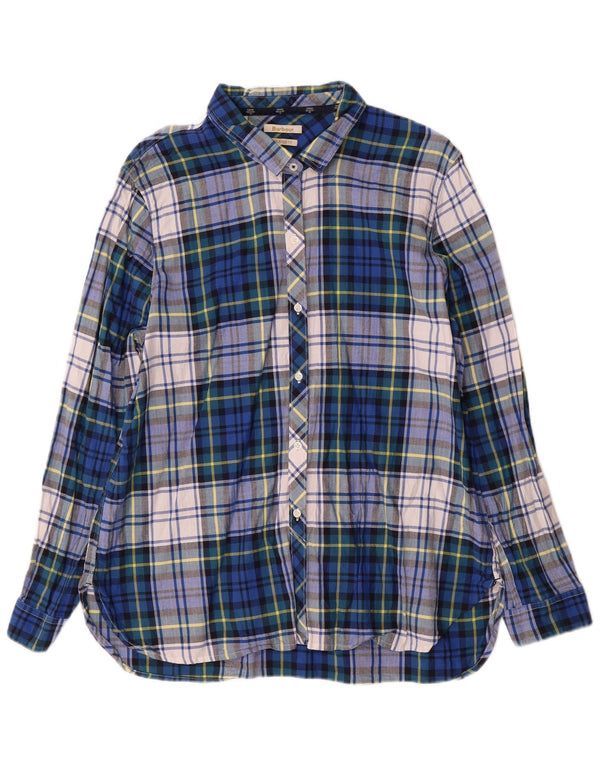 Barbour Camisa de Franela de Ajuste Relajado para Mujer UK 40 XL Algodón a Cuadros Azul