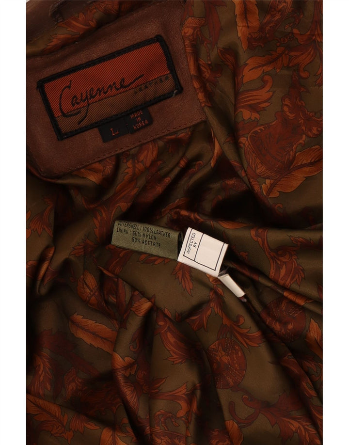 Cayenne Chaqueta de cuero para hombre UK 40 Large Cuero marrón