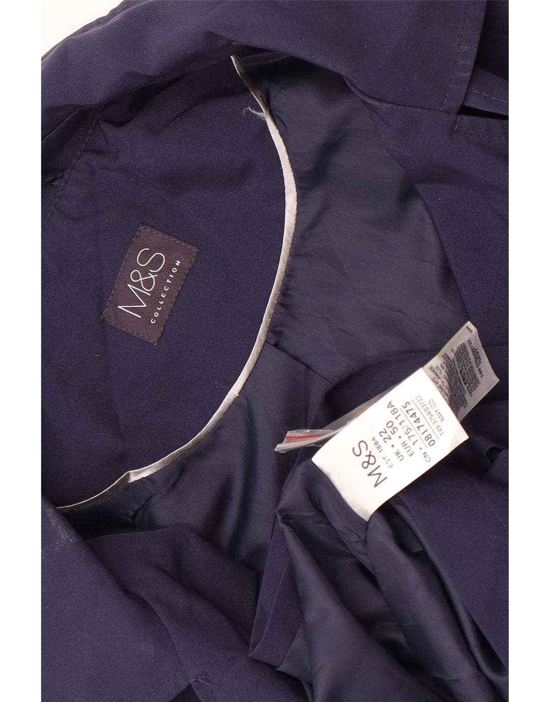 Marks & Spencer Gabardina corta para mujer UK 22 3XL Poliéster azul marino