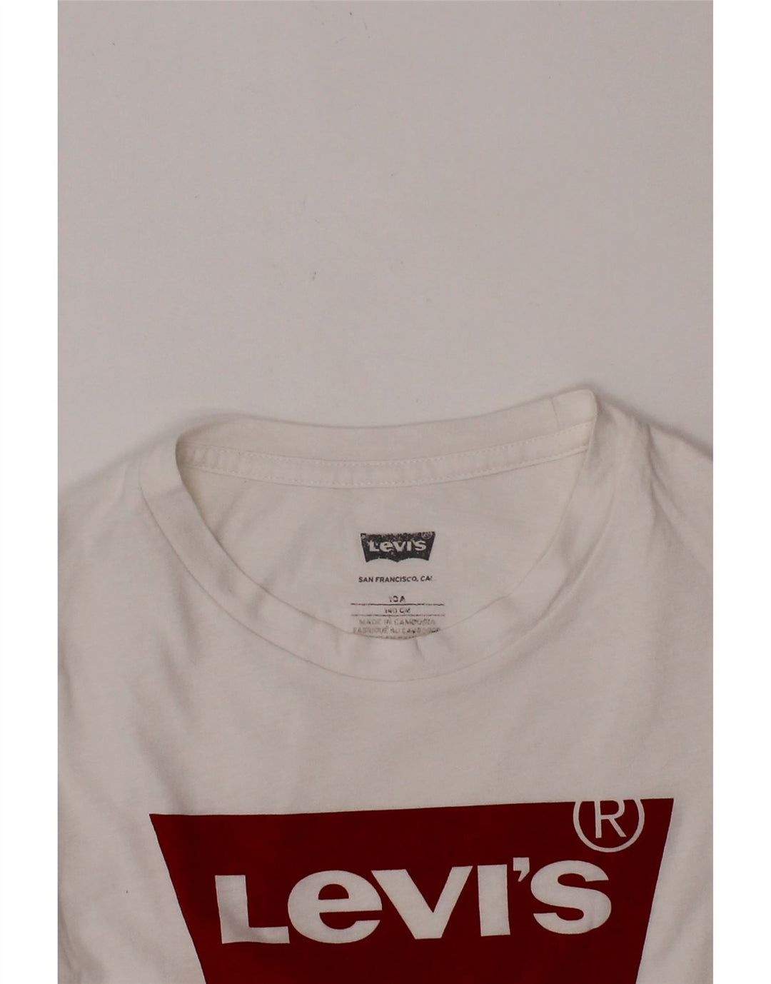 LEVI'S Boys Graphic Top Long Sleeve 9-10 Years White Vintage Levi's and Second-Hand Levi's from Messina Hembry 
