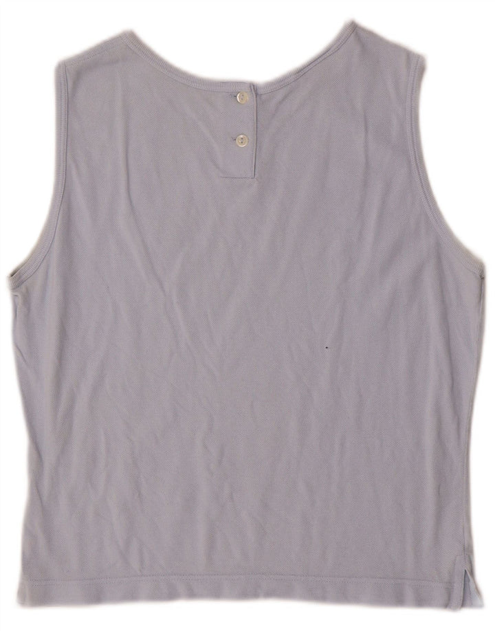 Lacoste Mujer Chaleco Top Talla 44 Grande Azul Algodón