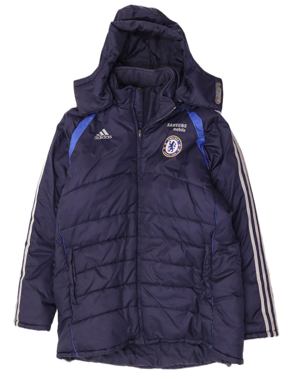 Adidas Chaqueta acolchada con capucha Chelsea FC para hombre UK 46/48 XL Azul marino Nylon