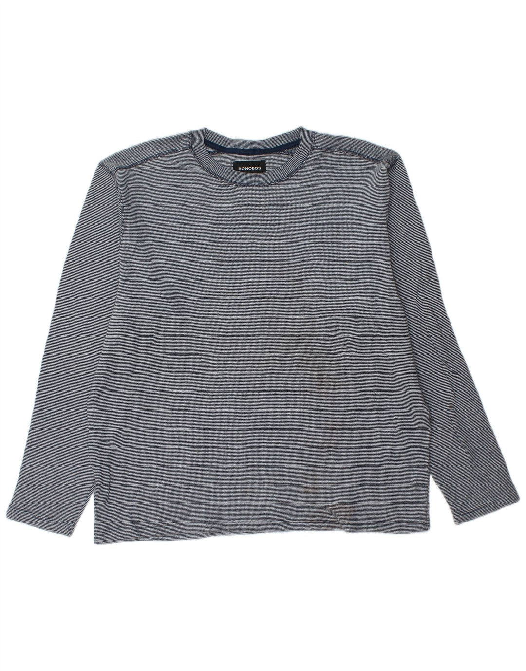 BONOBOS Camiseta para hombre de manga larga XL de algodón a rayas azules