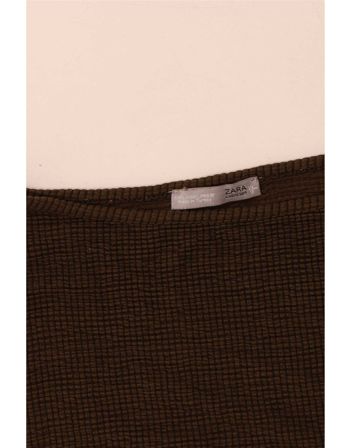Zara Mujer Top Extragrande Manga 3/4 UK 46 Grande Marrón