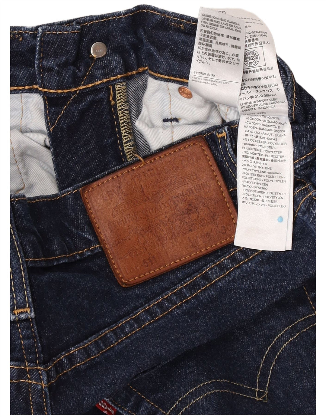 Levi's Hombre 511 Slim Jeans W29 L27 Algodón Azul Marino