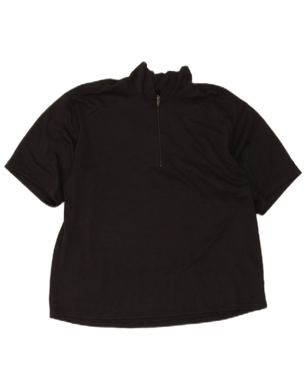 Patagonia Mujer Zip Neck Camiseta Top UK 40 Mediano Negro Poliéster