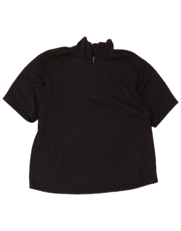 Patagonia Mujer Zip Neck Camiseta Top UK 40 Mediano Negro Poliéster