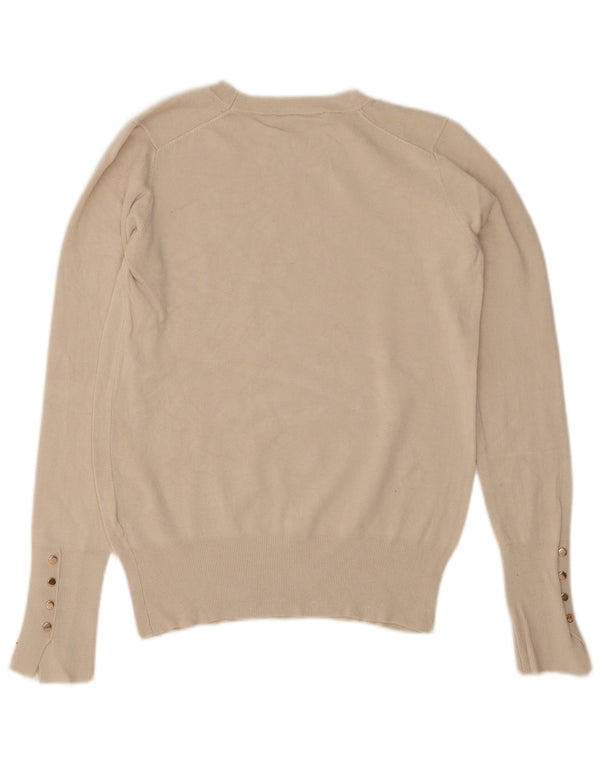 Zara Mujer Cuello Barco Jersey Jersey UK 10 Small Beige Viscosa