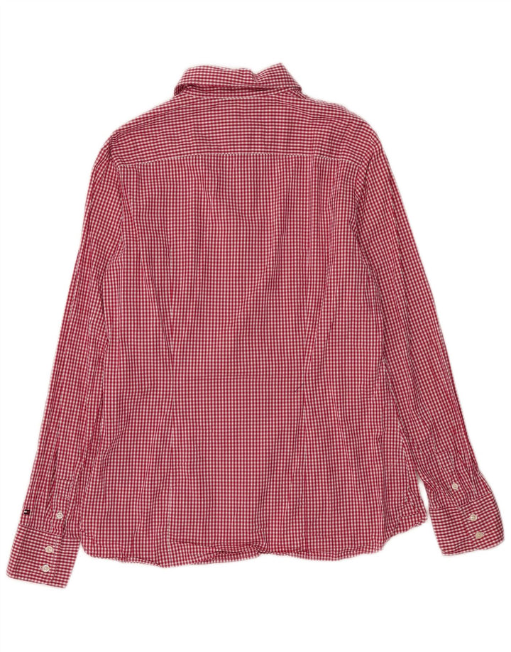 Tommy Hilfiger Camisa para mujer US 12 Grande Rojo Gingham Algodón